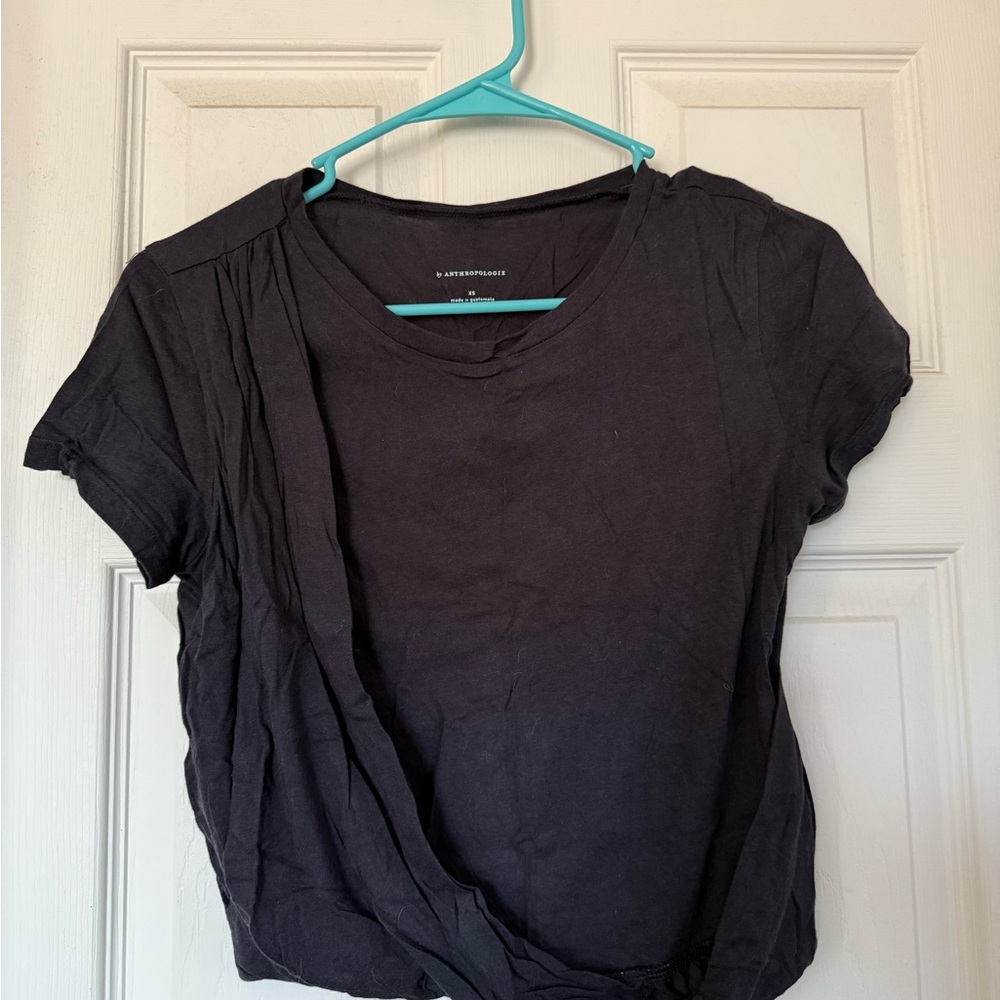 Anthropologie Black Wrap T-Shirt by